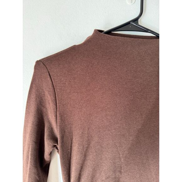 NWT OGL ProWarm Long Sleeve Mockneck Tucks Midi Dress Espresso Brown Size Small - Picture 5 of 7